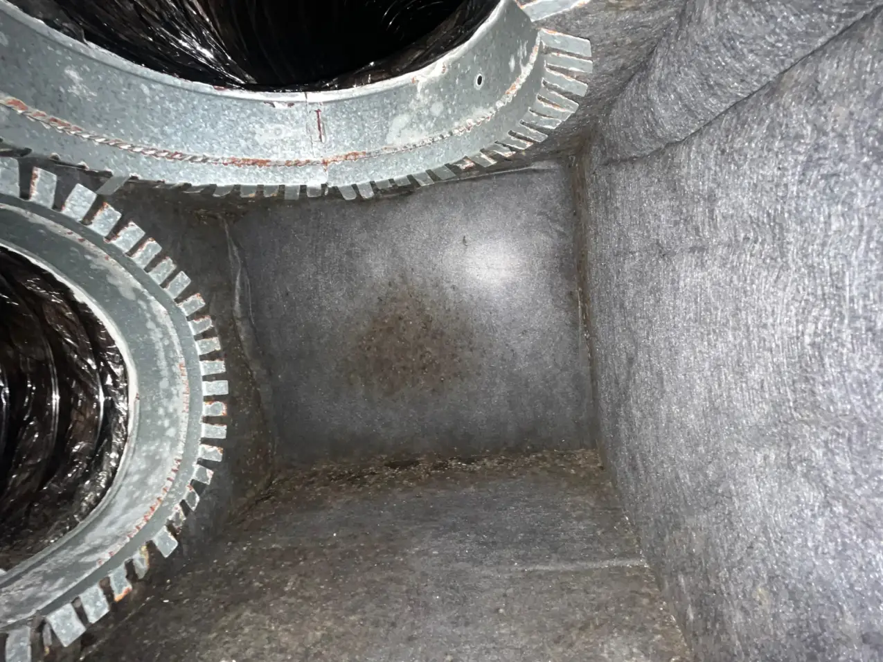 Air Duct Cleaning vs UV Air Purifier Which Problem Does Each Address 5 residential air duct surfaces before cleaning, real company service photo 5